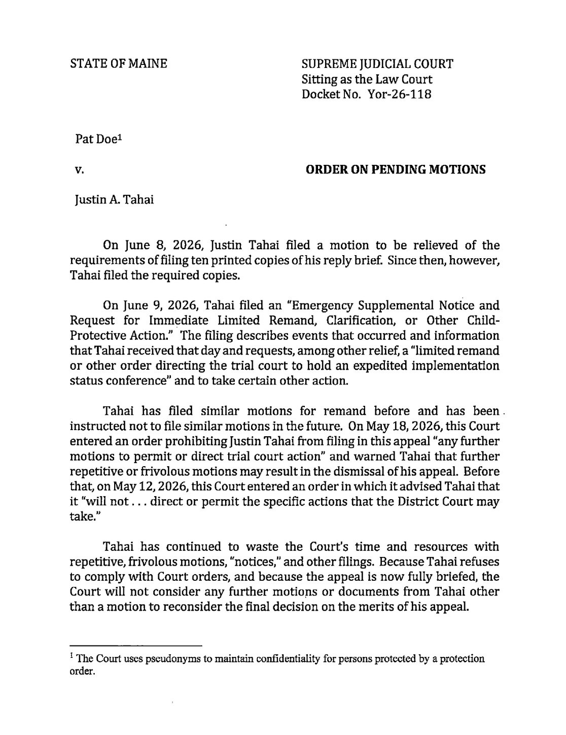 June 23, 2026 Law Court order, page 1